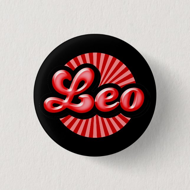 Retro Zodiac Leo Pinback Button (Front)