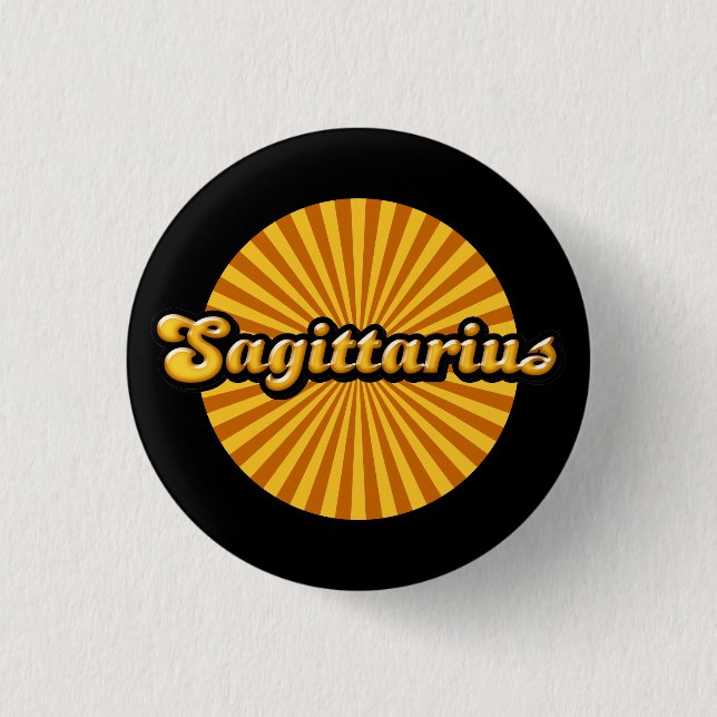 Retro Zodiac Sagittarius Pinback Button (Front)