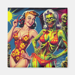 Retro Zombie Pin-up Magnet