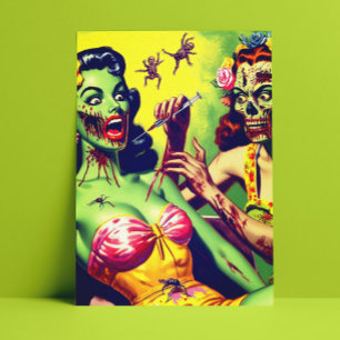 Retro Zombie Pin-up Postcard