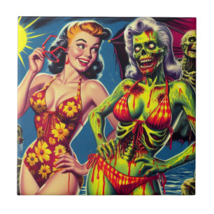 Retro Zombie Pin-up Tile