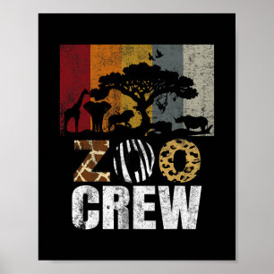 Retro Zoo Crew Safari Wildlife Family Zoo Day Trip Poster