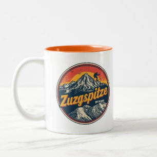 Retro Zugspitze bavarian outdoor nature gifts Two-Tone Coffee Mug