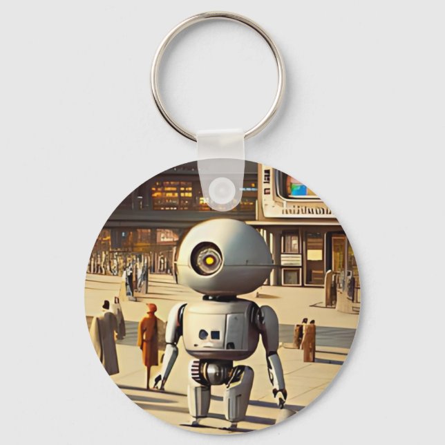 Retrofuturistic Robot Keychain (Front)