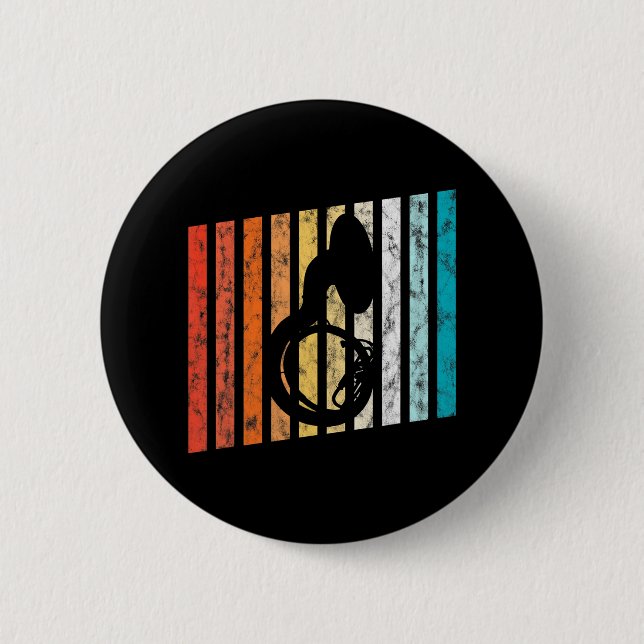 Retroousaphone Tuba 70s Music Band Distressed 2 Inch Round Button (Front)
