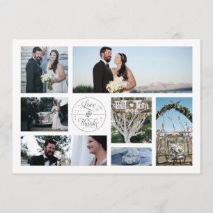 Rétros cartes de Merci de photo de mariage de