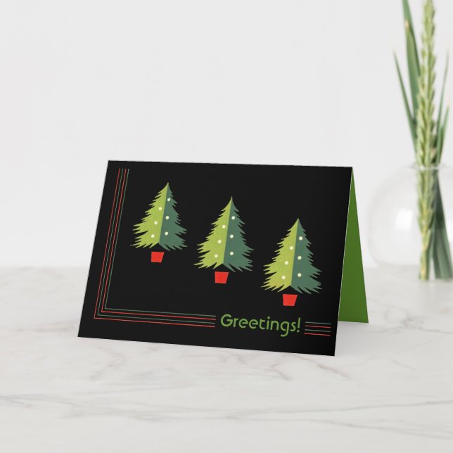 Rétros cartes de voeux de Noël d'arbres (Devant)