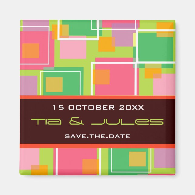 Rétros cubes en amusement | aimant de date de date (Devant)