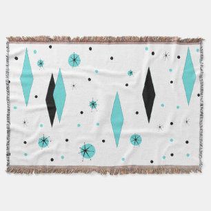 Rétros diamants de turquoise et couverture de jet
