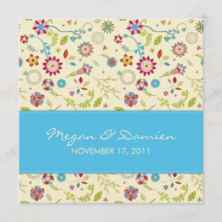 Rétros fleurs · Turquoise · Faire-part de mariage