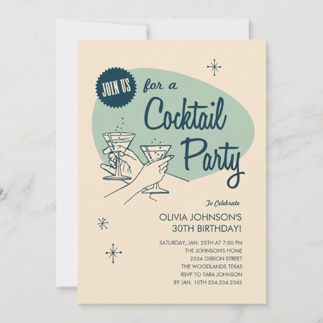 Rétros invitations de cocktail (Devant)