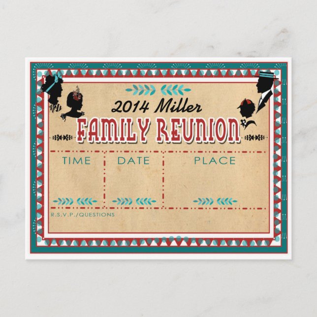 Retrouvailles familiales à l'ancienne - Carte post (Devant)