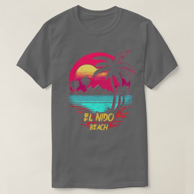 Retrowave Beach El Nido Beach T-Shirt (Design Front)