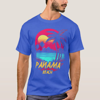 Retrowave Beach Panama Beach T-Shirt