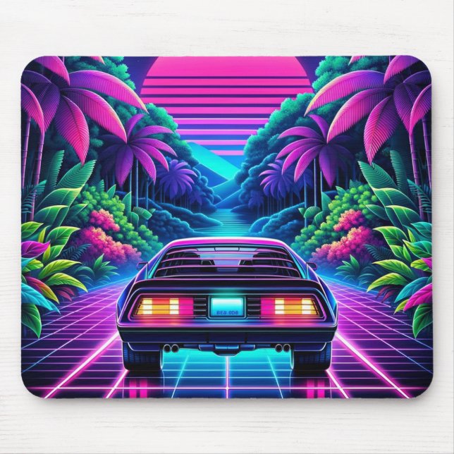 Retrowave Car Mouse Pad (Front)