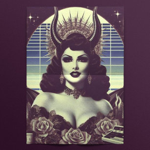 Retrowave Devilish Woman Tissue Paper