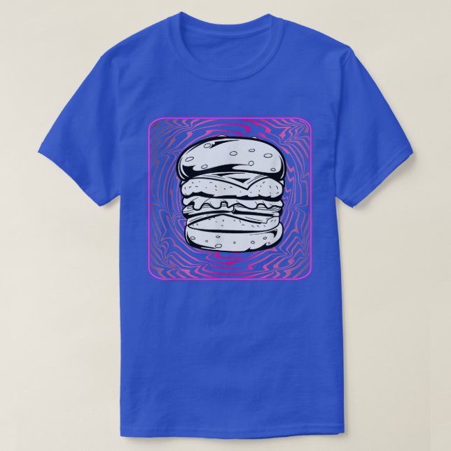 Retrowave Hamburger Cheeseburger  T-Shirt (Design Front)