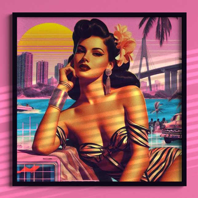 Retrowave Summer Pinup Poster (Creator Uploaded)
