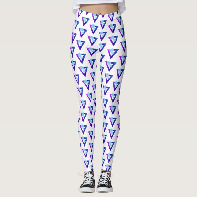 RETROWAVE SYNTHWAVE PALM TREES TRIANGLE LEGGINGS (Front)
