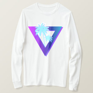 RETROWAVE SYNTHWAVE PALM TREES TRIANGLE LONGSLEEVE T-Shirt