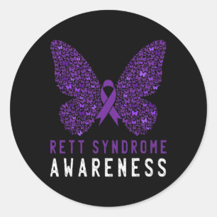 Rett Syndrome Awareness Butterfly Purple Ribbon Su Classic Round Sticker