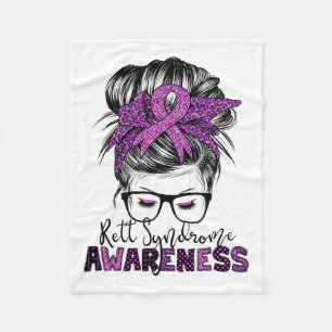Rett Syndrome Awareness Messy Bun Hair Women Fleece Blanket
