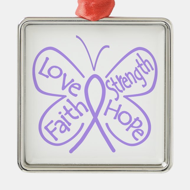 Rett Syndrome Butterfly Inspiring Words Metal Ornament (Front)