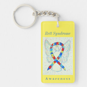 Rett Syndrome Puzzle Awareness Ribbon Keychain