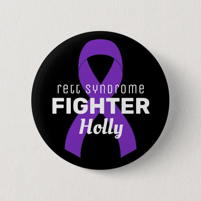 Rett Syndrome Ribbon Black Button (Front)