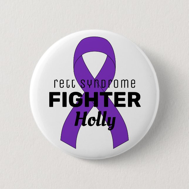 Rett Syndrome Ribbon White Button (Front)