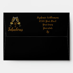 Return Address 50 and Fabulous Black    Faux Gold Envelope