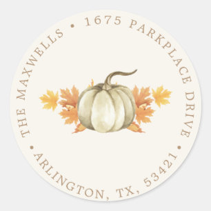 Return Address  – Autumn Fall Baby Shower   Classic Round Sticker