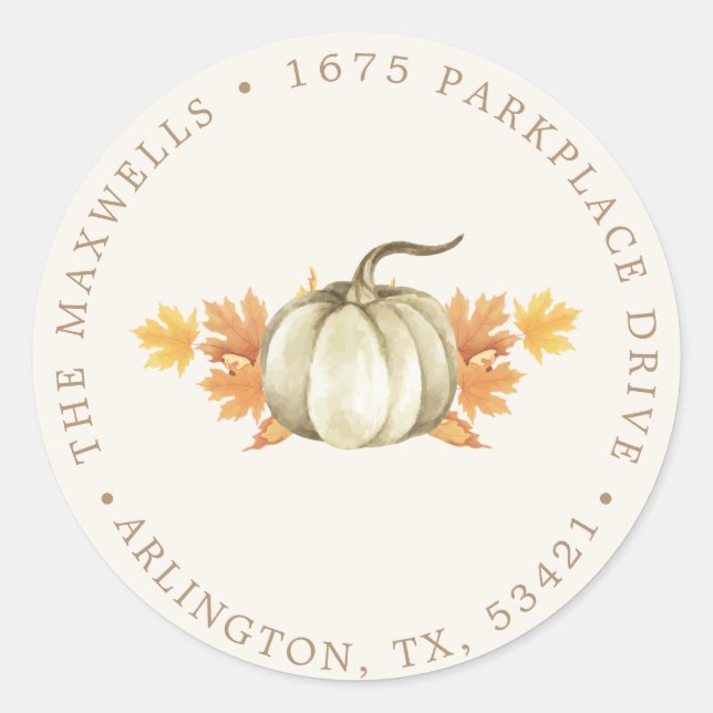 Return Address  – Autumn Fall Baby Shower | Classic Round Sticker (Front)