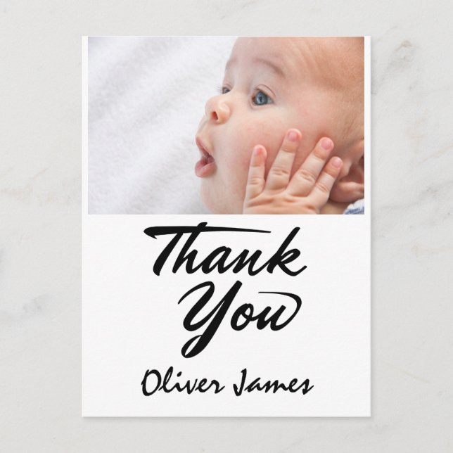 Return Address Baby Shower Thank You Photo Postcard (Front)