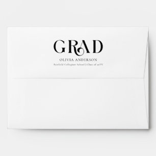 Return Address Black Script Graduation Envelope