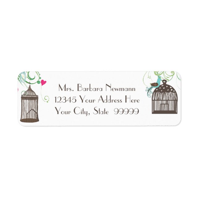Return Address Bridal Shower Mod Bird Cage Heart (Front)