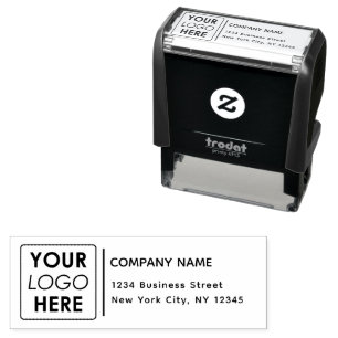 Return Address Business Logo Modern Typography  Self-inking Stamp