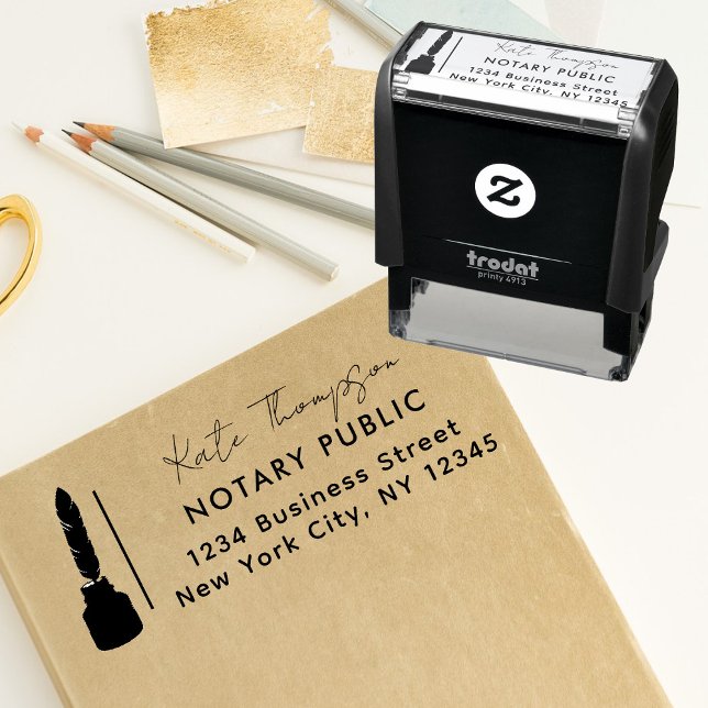 Return Address Business Notary Feather Script Self-inking Stamp (Return Address Business Notary Feather Script Self-inking Stamp)