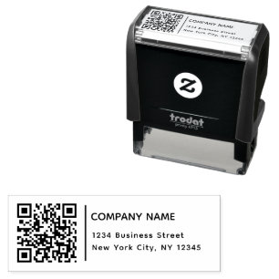 Return Address Business QR Code Modern Typography  Self-inking Stamp
