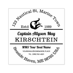 Return Address Captain Mermaid Nautical Marine Sea Rubber Stamp