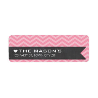 RETURN ADDRESS chevron zigzag pink chalkboard flag