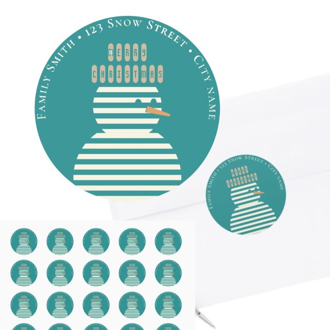 Return address Christmas cute snowman Sticker (Creator Uploaded)