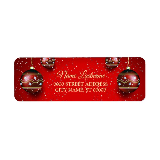 Return Address Christmas Golden Red Winter Holiday (Front)