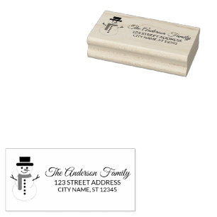 Return Address Christmas Snowman Personalized Rubber Stamp