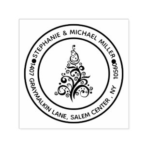 Return address Christmas Tree Modern Self-inking Stamp