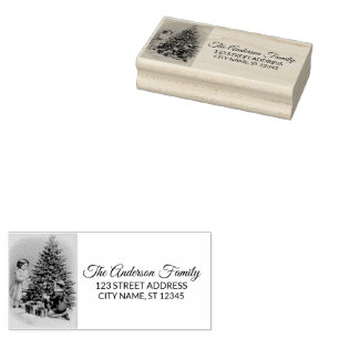 Return Address   Christmas Tree Personalized       Rubber Stamp