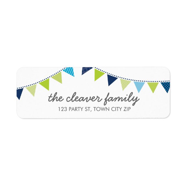 RETURN ADDRESS colourful fun bunting blue green bo (Front)