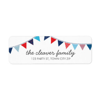 RETURN ADDRESS colourful fun bunting red white blu