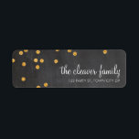 RETURN ADDRESS confetti gold glitter chalkboard<br><div class="desc">[NOTE - the glitter image is a printed picture] A modern, bold design with a super cute confetti pattern. Setup as a template it is easy to customize with your own text - make it yours! Love the design but want to see it altered - different colour - a different...</div>