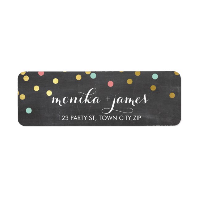RETURN ADDRESS confetti gold mint coral chalkboard (Front)